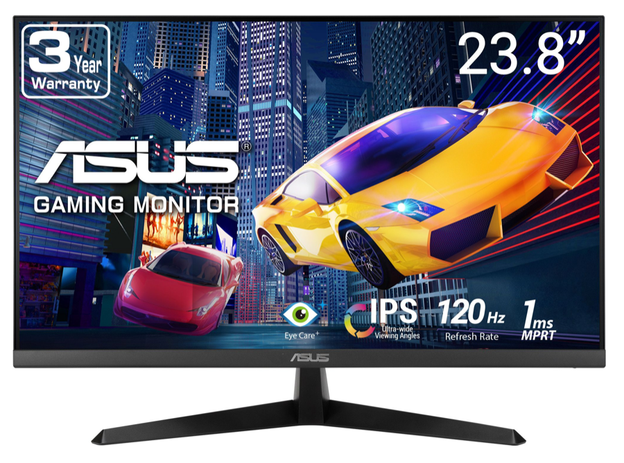 ASUS 24 (23.8" viewable) Full HD 1080P 120hz IPS with Adaptive Sync, 1ms low blue light Eye Care Gaming Computer Monitor VY249HGR